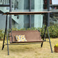 2-Person Porch Swing Chair, 2 Seater Patio Swing Bench w/ Adjustable Canopy, Breathable Seat for Garden, Poolside, Black - Brown