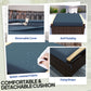 2 Pieces Wicker Outdoor Ottoman with Removable Cushion, Rattan Outdoor Footstool, Footrest and Side Table, Blue