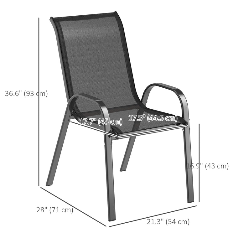 4-Piece Stackable Lawn Chair Set with High Back & Mesh Seat