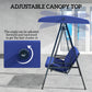 2-Seater Outdoor Porch Swing with Adjustable Canopy, Patio Swing Chair for Garden, Poolside, Backyard, Dark Blue