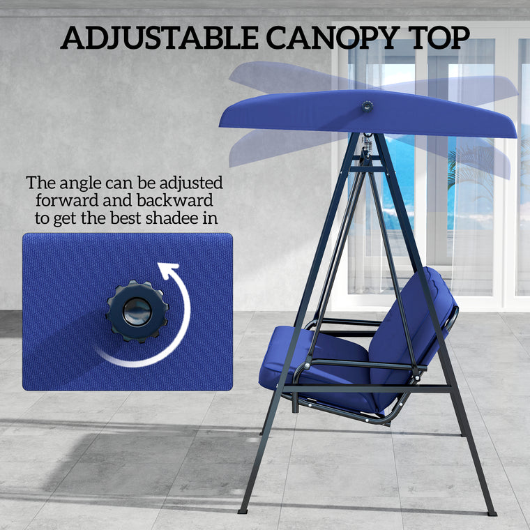 2-Seater Porch Swing with Adjustable Canopy