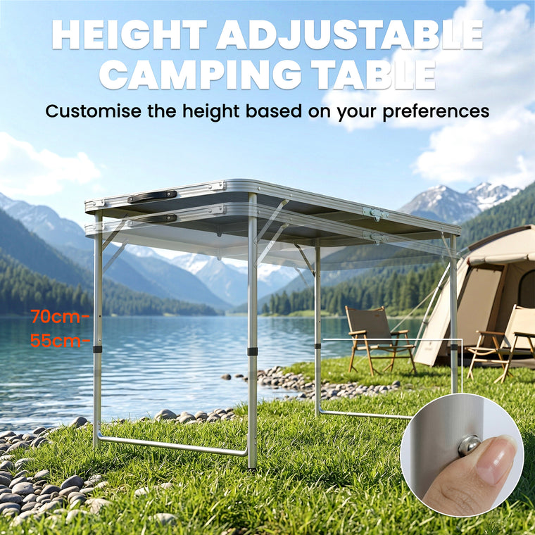 Black Folding Picnic Table with Adjustable Height