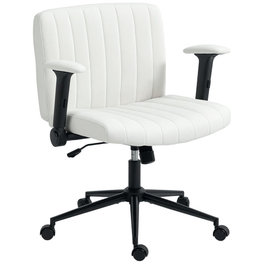 Criss Cross Office Chair with Armrests and Wheels - Cream White