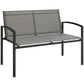 Outdoor Garden Bench, 44 in Metal Patio Garden Park Bench with Breathable Mesh Fabric, 528 lb Load Capacity, Grey