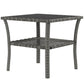 20" Patio Wicker Coffee Table, Outdoor PE Rattan Two-tier Side Table with Glass Top, for Patio, Garden, Balcony, Mixed Grey