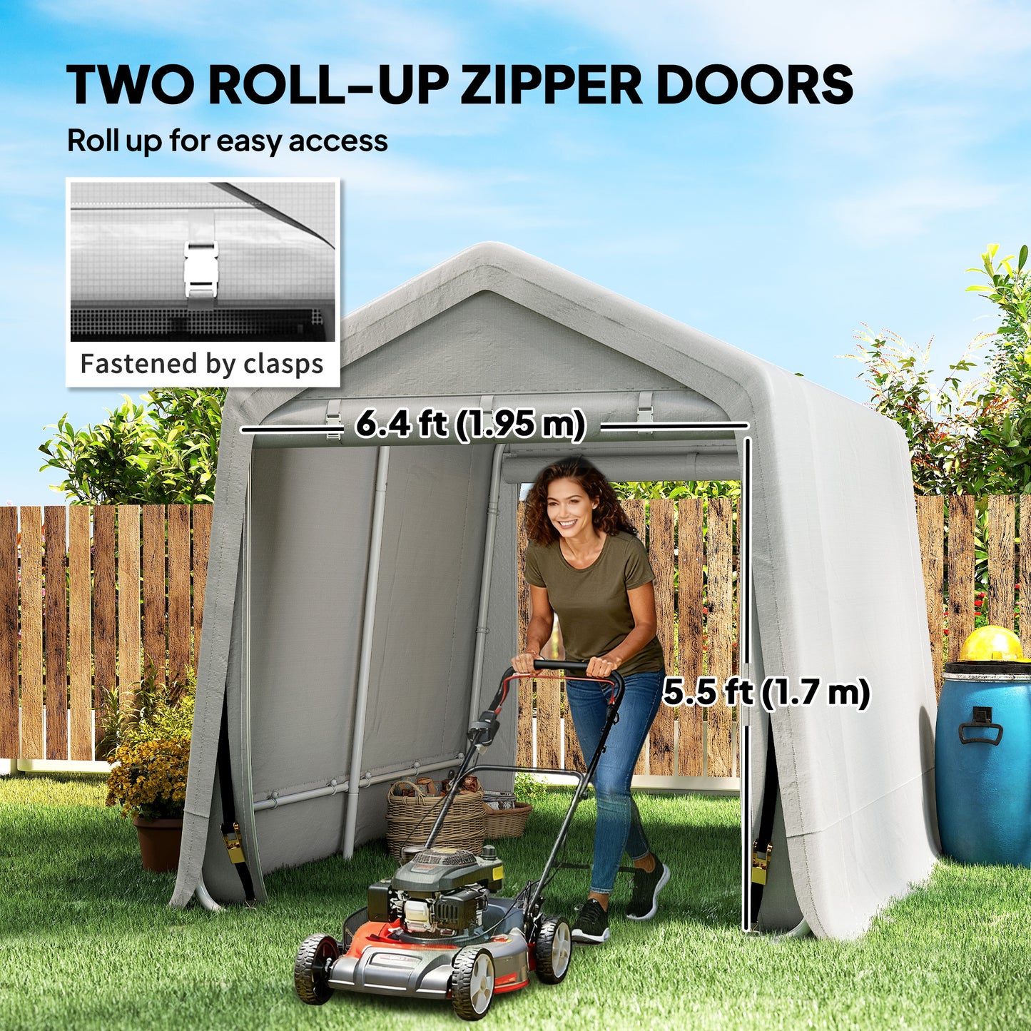 Garden Storage Tent, Patio Storage Shelter w/ Metal Frame and Double Zipper Doors, Green