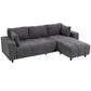 Sectional Couch with Integrated Seat, 3 Seater L-Shaped Sofa with Changeable Chaise, Spring Cushion, 2 Pillows, Grey