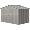 9.1' x 6.4' x 6.3' Garden Storage Shed w/ Foundation Kit Metal Tool Storage House w/ Double Doors Grey