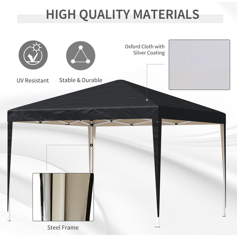 10' x 10' Black Folding Pop-Up Canopy Tent with Carrying Bag