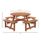 8 Seater Round Wooden Pub Bench & Picnic Table, Patio Dining Set for Outdoor Patio (Umbrella Not Included)
