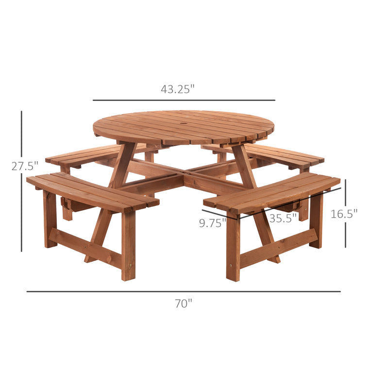 Round Wooden Pub Bench & Picnic Table Set, 8 Seats