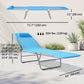 Outdoor Lounge Chair, Portable Adjustable Reclining Seat Folding Chaise Lounge Patio Camping Beach Tanning Chair Bed with Pillow, Blue