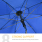 6ft Beach Umbrella, Outdoor Sun Shade Parasol with Push Button Tilt, Ruffled UV50+ Vented Canopy, Blue