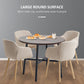 31.5" Round Dining Table, Industrial Style Kitchen Table with Steel Legs, Rustic Brown