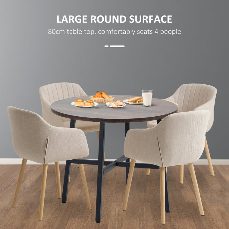 31.5" Round Industrial Dining Table - Rustic Brown