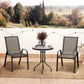 3 Pieces Bistro Set, Small Patio Furniture Set with Stackable Mesh Chairs, Glass Table for Garden, Light Mixed Brown
