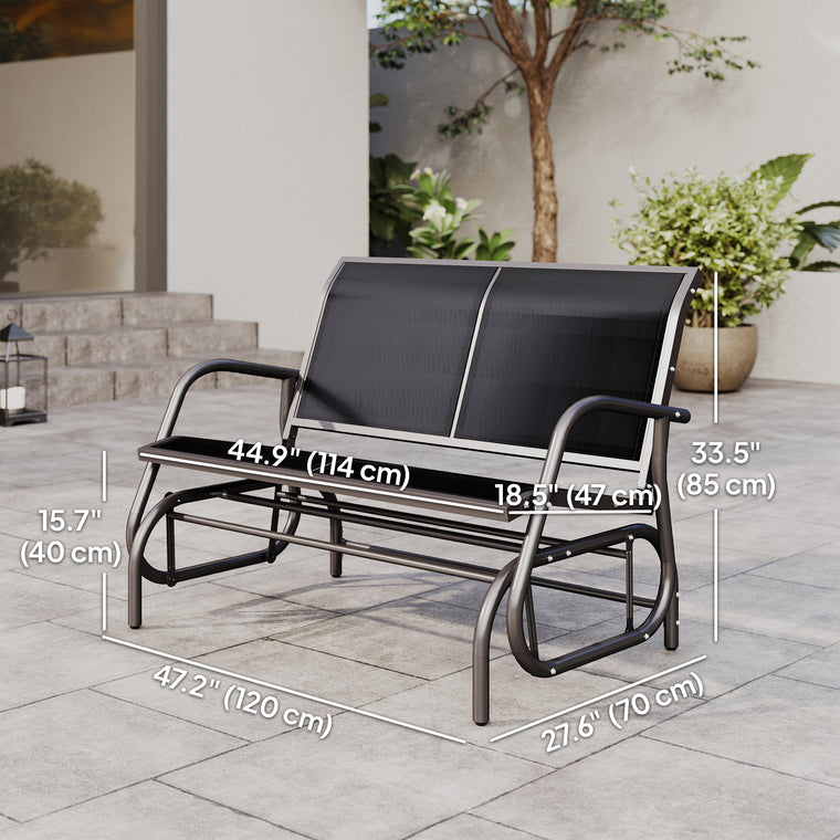 Heavy-Duty Steel Frame Glider Bench with Sling Seat
