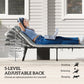 Outdoor Lounge Chair Set of 2, Folding Chaise Lounge Tanning Chair with Cushion, Side Pocket, Grey