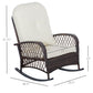 Rattan Rocking Chair, Outdoor Wicker Patio Rocker Chair Furniture with Thick Cushions, for Garden Backyard Porch, Cream White