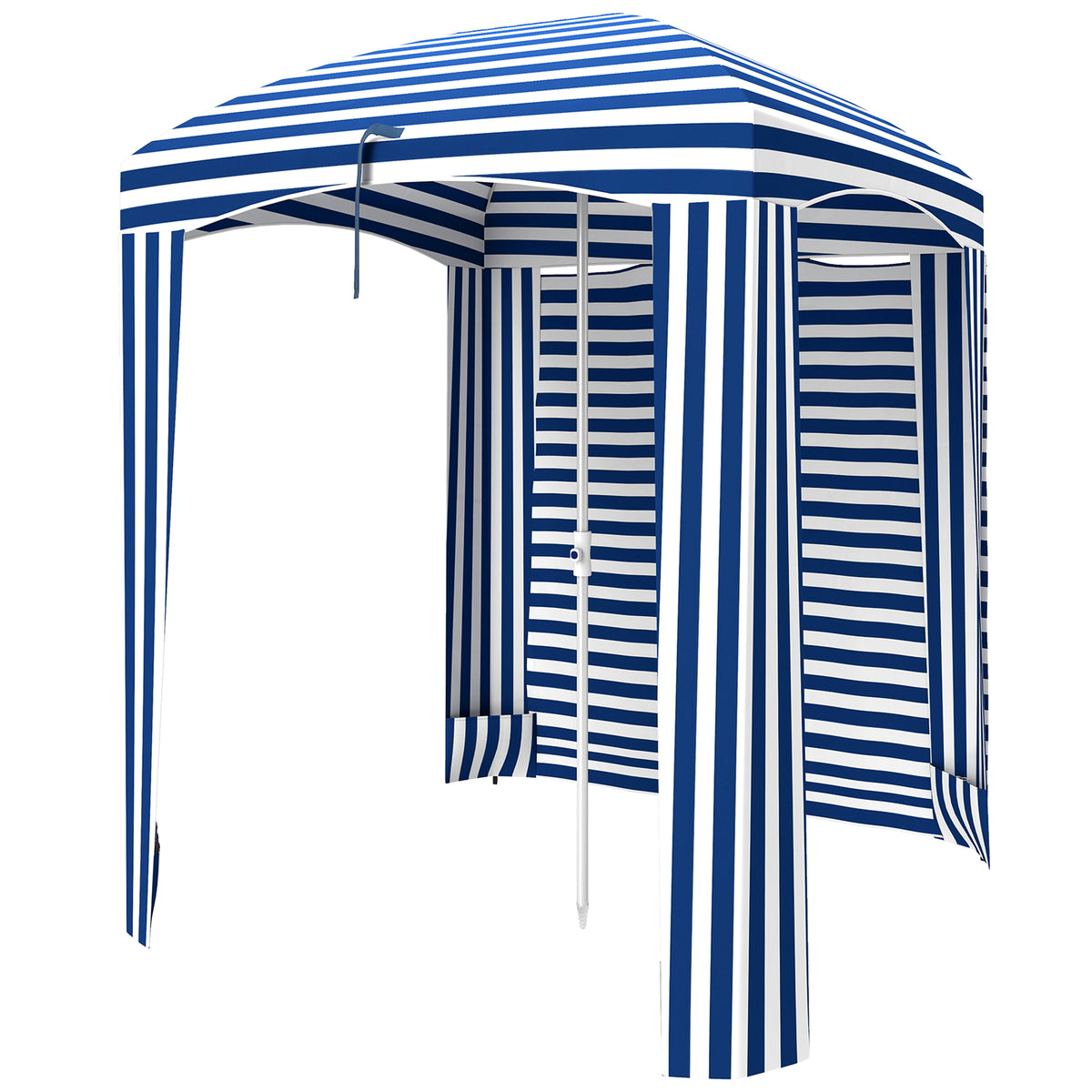 70.1" x 70.1" Blue White Stripe Cabana Umbrella with Walls