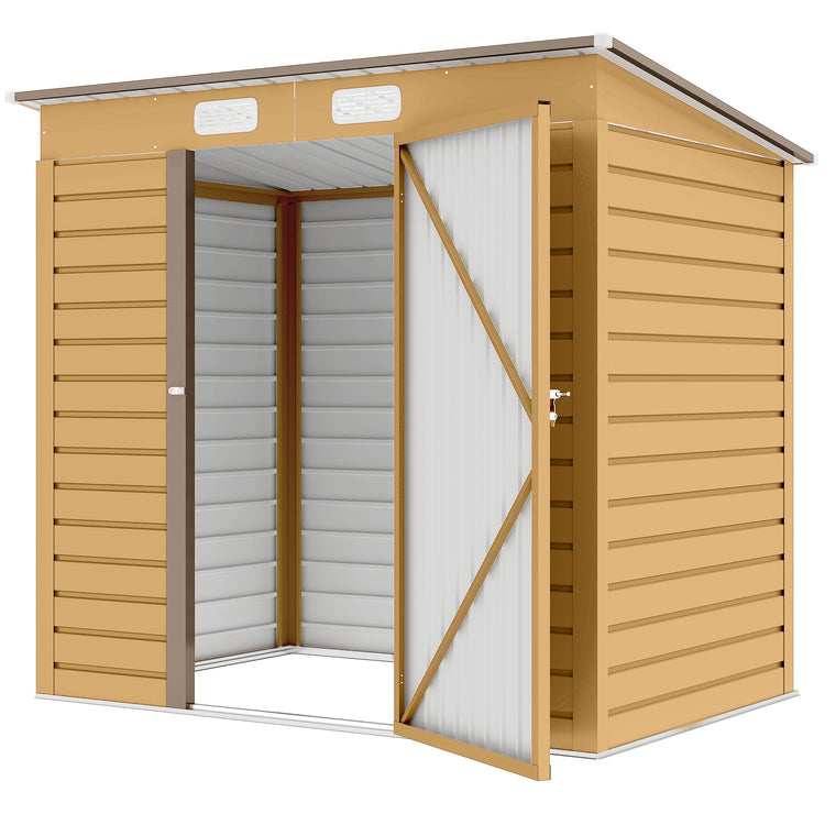 6' x 4' Galvanized Metal Shed with Double Doors