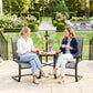 C Spring Motion Patio Chairs Set of 2 with Curved High Backrest, Armrest, All Weather Breathable Fabric, Metal Frame