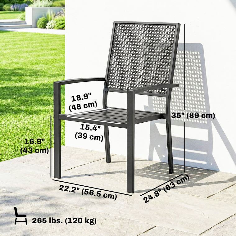 Stackable Dining Chairs with Wicker Mesh Back, Set of 2
