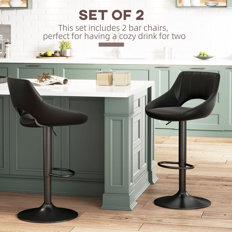 Faux Leather Swivel Bar Stools Set of 2