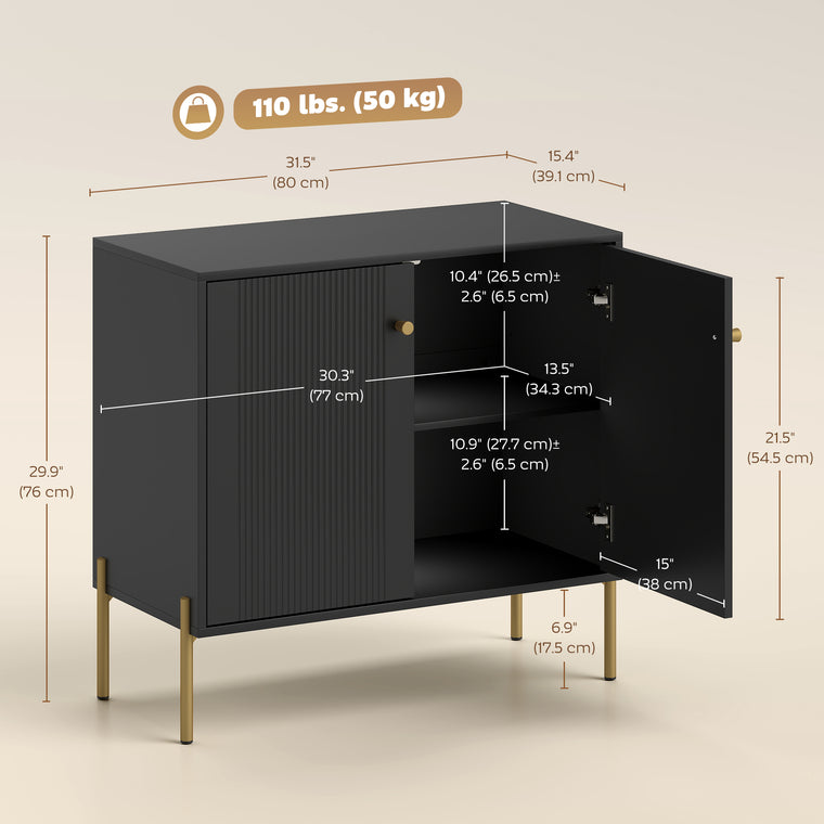 Coffee Bar Buffet Cabinet with Fluted Doors