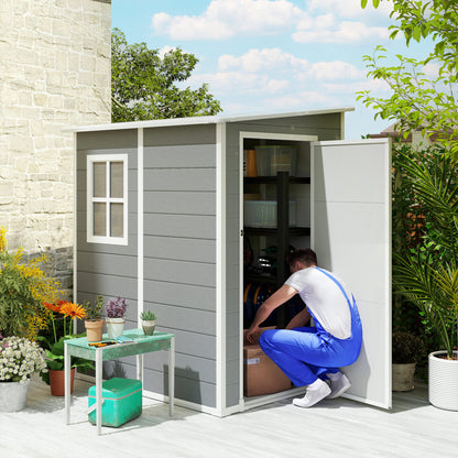4x5 Lean to Garden Shed with Window Lockable for Garden Tool Storage Grey
