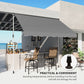 10x5ft Manual Retractable Awning, Patio Sun Shade Canopy Shelter with 5.6-9.2ft Support Pole, Water Resistant UV Protector, for Window, Door, Porch, Deck, Grey