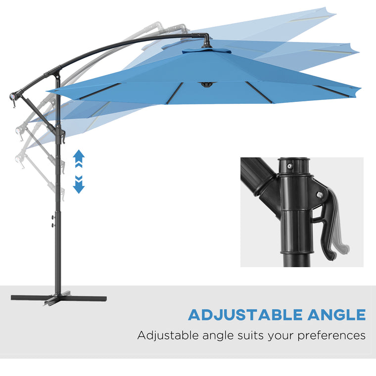 10' Blue Deluxe Banana Offset Umbrella with Crank