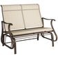 Garden Double Gliding Chair, Patio Glider Armchair for Outdoor, Backyard Mesh Seat and Backrest, Steel Frame, Light Grey