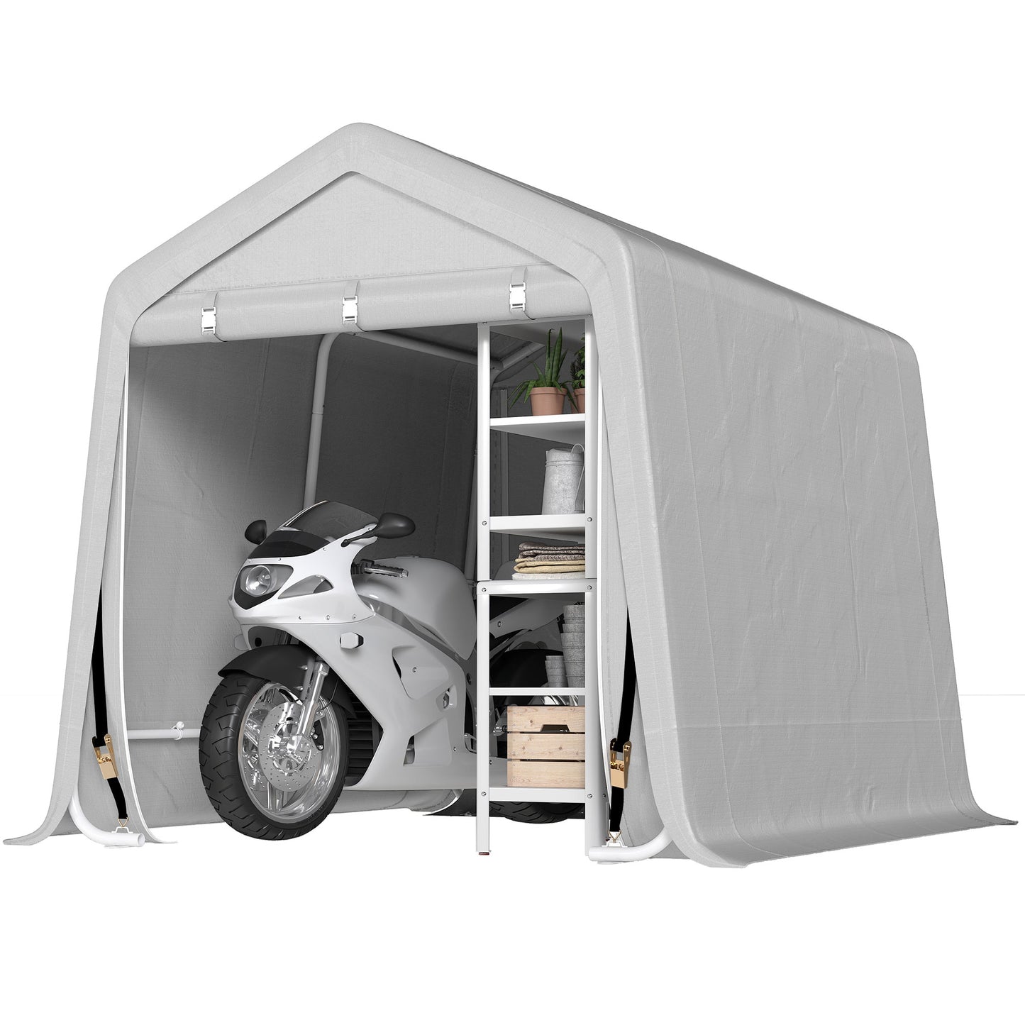 Garden Storage Tent, Patio Storage Shelter w/ Metal Frame and Double Zipper Doors, Green