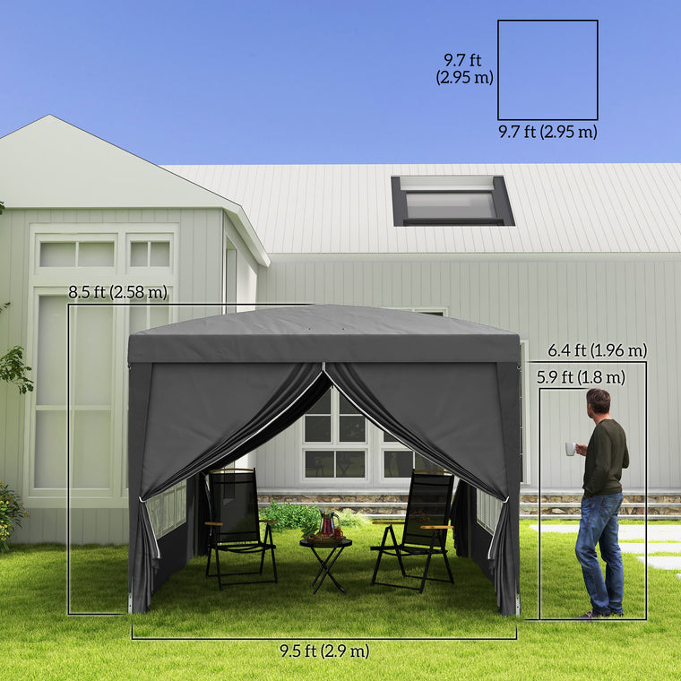 10' x 10' Grey Pop-Up Party Tent Gazebo with Carry Bag