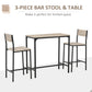 Industrial Bar Table Set Counter Height 3 Piece and 2 High Back Stools Set Dining Table Set Natural Wood