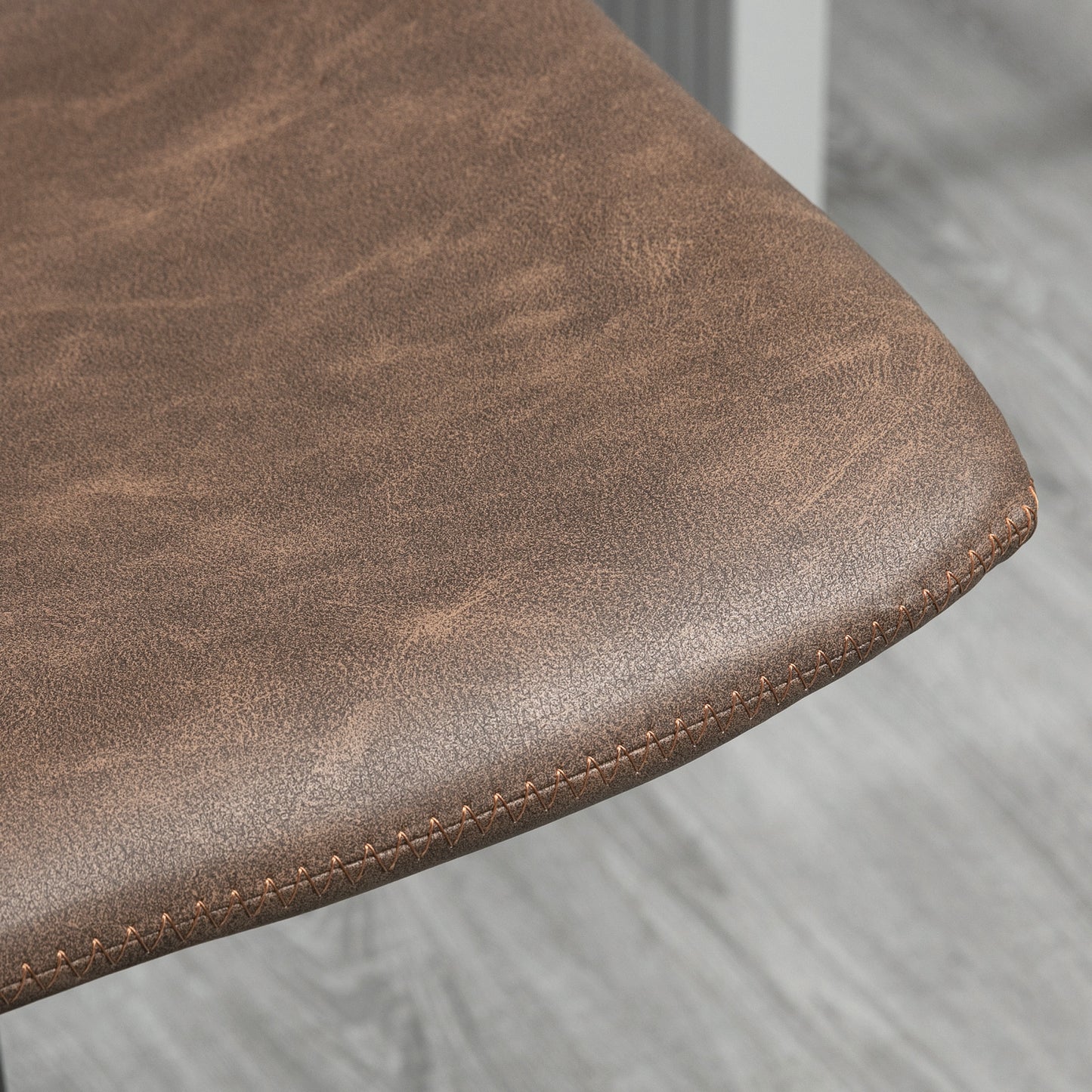 Adjustable Counter Height Bar Stools Set of 2, 360° Swivel Kitchen Counter Stools Dining Chairs with Backs, Vintage Leather, Brown