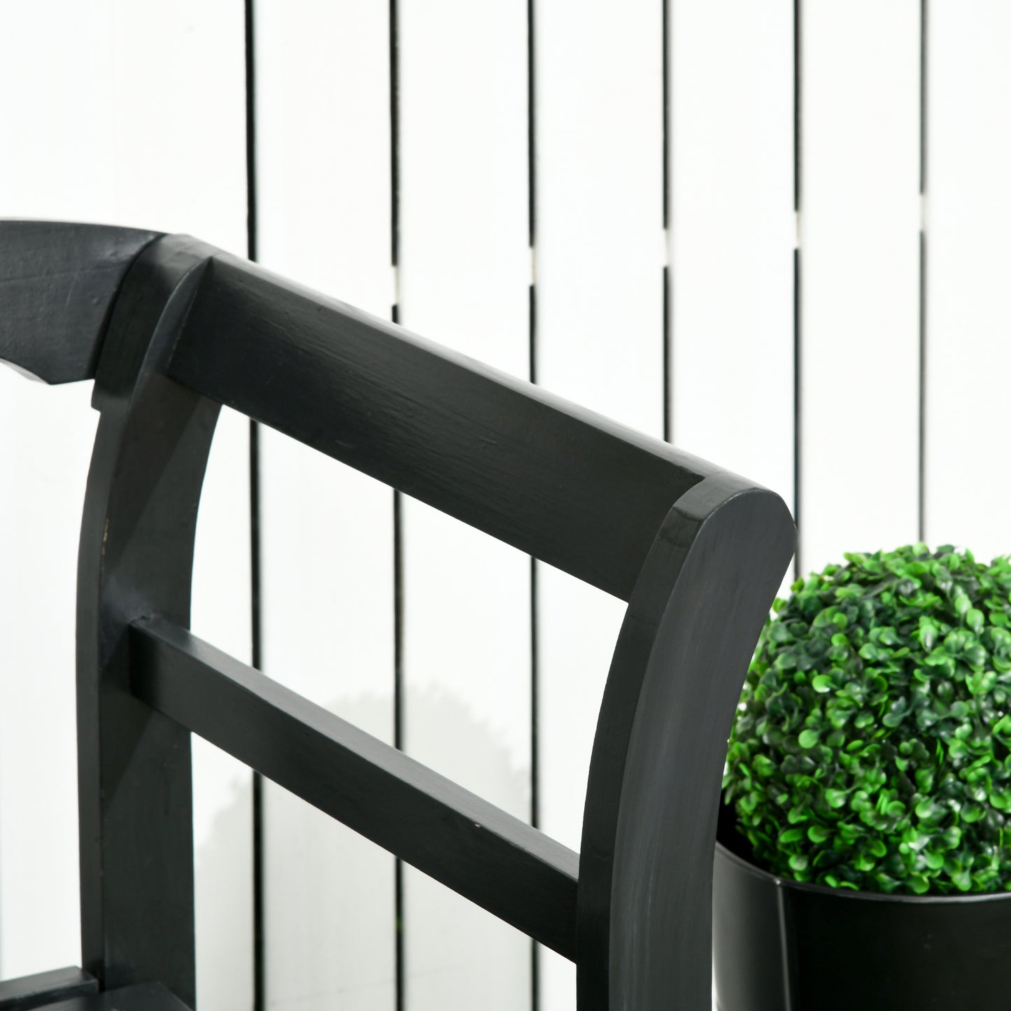 Wooden Outdoor Bench, 3 Person Patio Garden Bench with Diamond Pattern Backrest, Slatted Seat, 792 LBS Capacity, Black