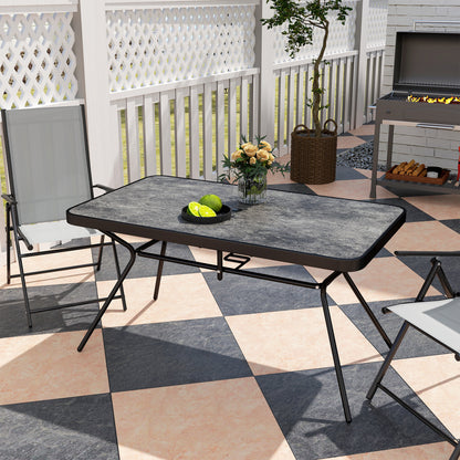 55" Rectangle Outdoor Dining Table with Umbrella Hole