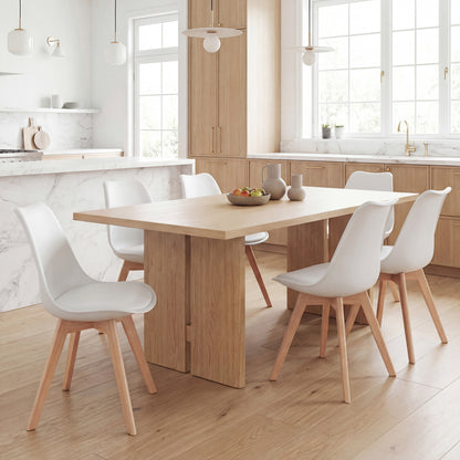 Wood Dining Chairs Set of 6 with PU Leather Seat