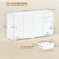 Kitchen Sideboard Storage Cabinet, Modern Coffee Bar Cabinet with Push-Open Design and 2 Drawers for Living Room, White