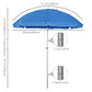 Arc. 6.4ft Beach Umbrella with Aluminum Pole Pointed Design Adjustable Tilt Carry Bag for Outdoor Patio Blue