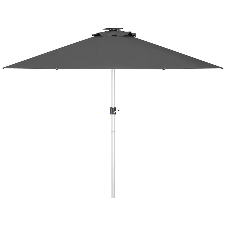 Charcoal Grey LED Patio Umbrella with Solar & USB Charging