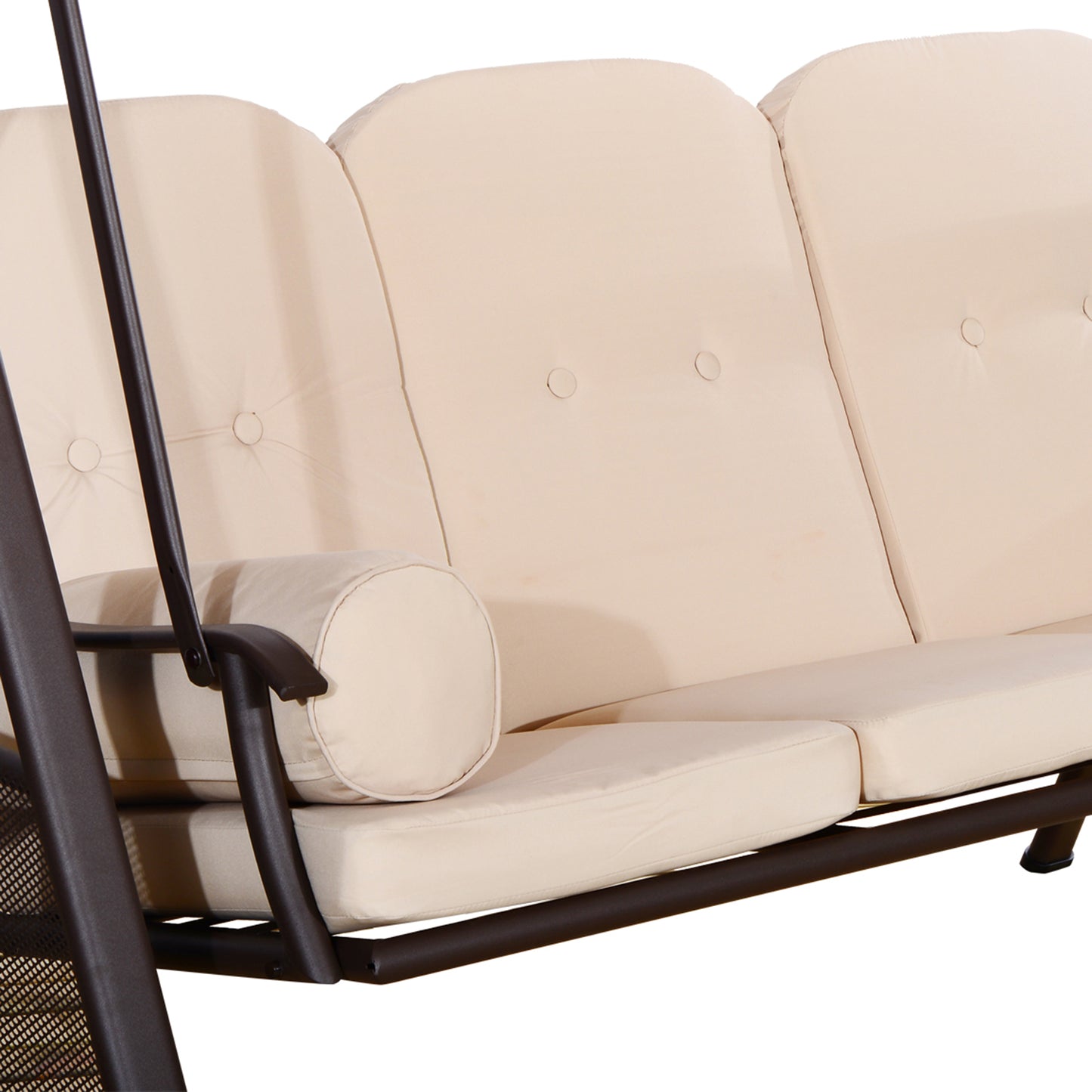 3 Seater Heavy Duty Swing Chair Outdoor Lounge Hammock Cushioned Seat W/ Tilt Canopy, Beige