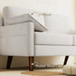 3 Seater Sofa, Velvet Upholstered Couch with Spring Cushions, Rubber Wood Legs and 2 Pillows, Cream White