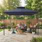 10' x 10' Gazebo, Soft Top Outdoor Gazebo with 2-Tier Roof, Metal Frame, Navy Blue