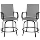 Outdoor Bar Stools Set of 2, 360° Swivel Bar Height Chairs, 26.8" x 29.5" x 48.4", Grey