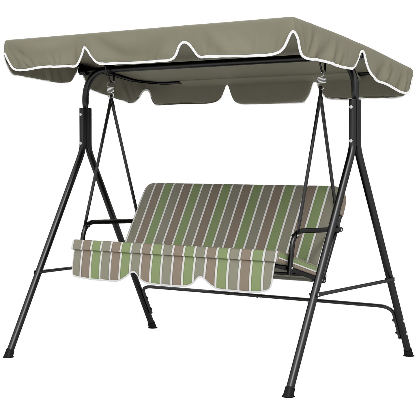 3-Seater Outdoor Porch Swing with Adjustable Canopy, Patio Swing Chair for Garden, Poolside, Backyard, Red