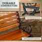 47 Inch Outdoor Garden Bench, Patio Loveseat with Unique Armrests, Slatted Seat Back, 528 lbs. Capacity, Teak Colour