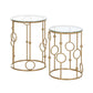 Round Coffee Tables Set of 2, Gold Nesting Side End Tables with Tempered Glass Top, Steel Frame for Living Room